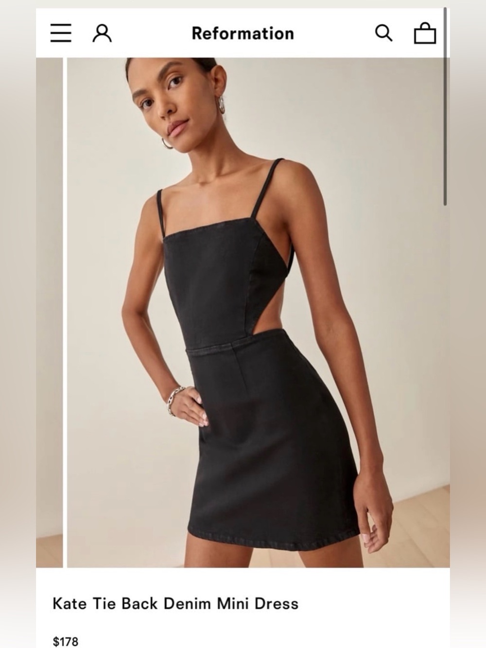 Reformation Kate Denim Organic Cotton Mini Dress